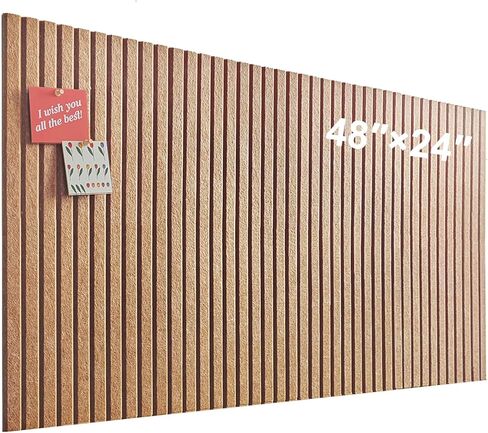 Large Cork Board for Office, 8 Pack Felt Wall Tiles with Slat Wall Paneling and Safe Removable Adhesive Tabs, Felt Bulletin Board Pin Board Cork Boards for Walls - Tan in Saudi Arabia