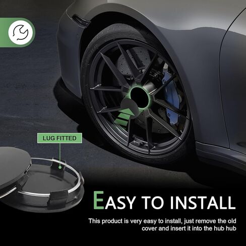 4PCS Car Wheel Center Caps, 60MM/2.36In OD 56MM/2.2In ID Center Hub Cover, ABS Snap-in Vehicle Rim Hub Caps, Rustproof Dustproof Center Cap for Rims, Universal Wheel Hub Decoration (Black) in Kuwait