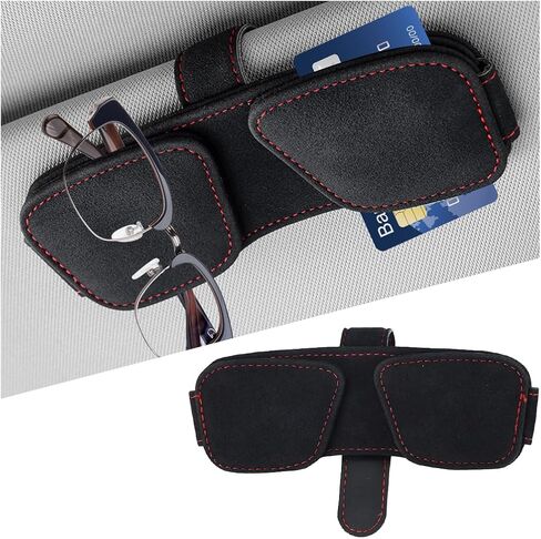 Sunglass Holder for Car Visor, Magnetic Auto Sun Visor Eyeglasses Ticket Card Double Clip, Vehicle Interior Glasses Hanger Organizer Accessories, Universal for SUV Sedan Truck(Black) in Saudi Arabia