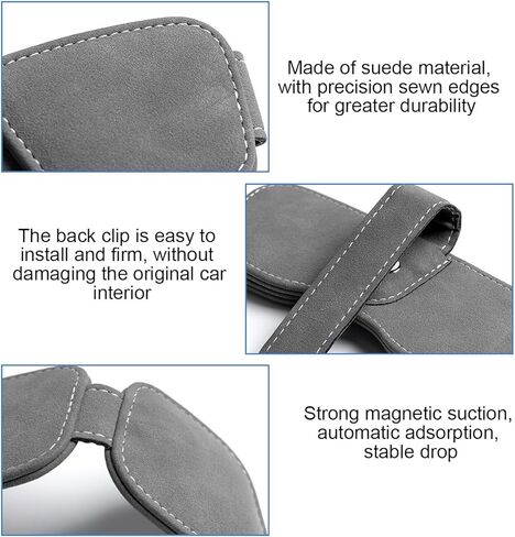 Sunglass Holder for Car Visor, Magnetic Auto Sun Visor Eyeglasses Ticket Card Double Clip, Vehicle Interior Glasses Hanger Organizer Accessories, Universal for SUV Sedan Truck(Black) in Saudi Arabia