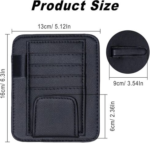 Car Sun Visor Organizer, Sunvisor Organizers with Sunglass Holder & Card Sleeve Pocket, Leather Car Sunglass Holder for Most Vehicle of Trucks, SUVs, Black in Saudi Arabia