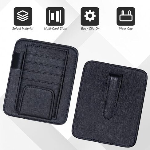 Car Sun Visor Organizer, Sunvisor Organizers with Sunglass Holder & Card Sleeve Pocket, Leather Car Sunglass Holder for Most Vehicle of Trucks, SUVs, Black in Saudi Arabia