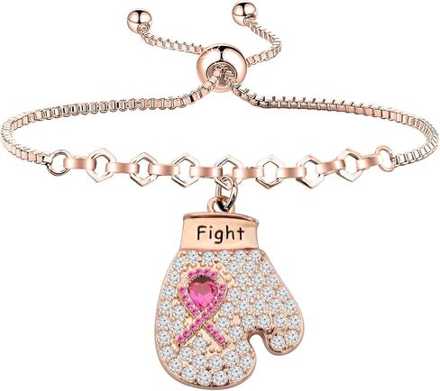 HOLLP Breast Cancer Awareness Bracelet Fight The Cancer Recovery Jewelry Cancer Survivor Gift for Women in Saudi Arabia