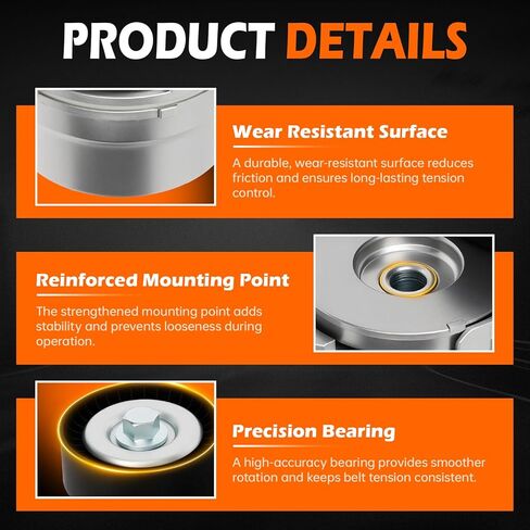 GAHA 39298 Belt Tensioner Pulley Assembly, Compatible for Ford 2011-2022 F-150/2011-2012&2015-2017 Mustang V8 5.0L, Replace# BR3E6B209HC, BR3Z6B209H in Kuwait