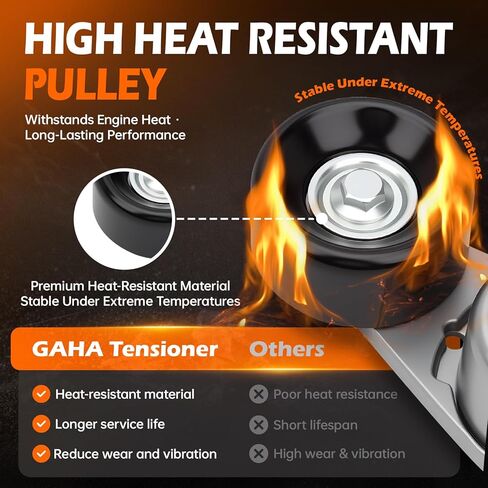GAHA 39298 Belt Tensioner Pulley Assembly, Compatible for Ford 2011-2022 F-150/2011-2012&2015-2017 Mustang V8 5.0L, Replace# BR3E6B209HC, BR3Z6B209H in Kuwait