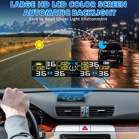 Tire Pressure Monitoring System RV Solar TPMS with 6 External sensors & 6 Alarm Auto Sleep Mode LCD Real-time Display for sedans SUV MPV Pickup Truck RV etc (0-144PSI) in Kuwait