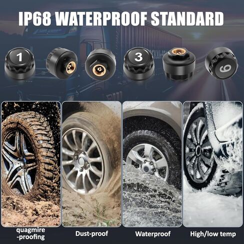 Tire Pressure Monitoring System RV Solar TPMS with 6 External sensors & 6 Alarm Auto Sleep Mode LCD Real-time Display for sedans SUV MPV Pickup Truck RV etc (0-144PSI) in Kuwait