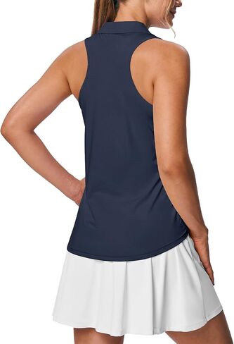 BGOWATU Women's Golf Shirts Sleeveless Collared V Neck Tennis Polo Quick Dry UPF 50+ Workout Racerback Tank Tops in Saudi Arabia