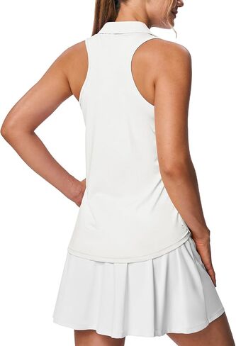 BGOWATU Women's Golf Shirts Sleeveless Collared V Neck Tennis Polo Quick Dry UPF 50+ Workout Racerback Tank Tops in Saudi Arabia