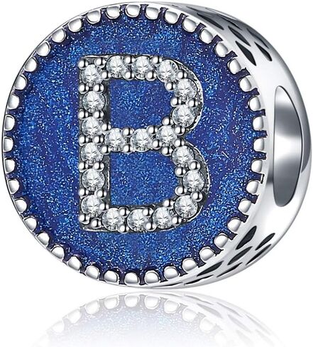 Christmas Letter Charms fits Pandora Bracelet 925 Sterling Silver Blue Enamel Initial A-Z Alphabet Beads (B) in Kuwait