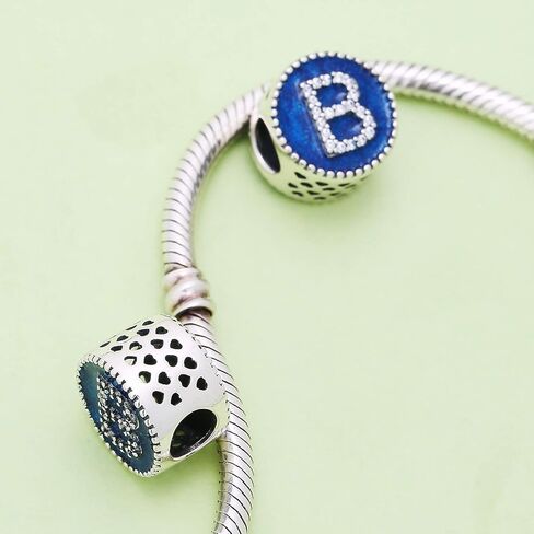 Christmas Letter Charms fits Pandora Bracelet 925 Sterling Silver Blue Enamel Initial A-Z Alphabet Beads (B) in Kuwait