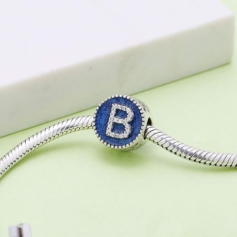 Christmas Letter Charms fits Pandora Bracelet 925 Sterling Silver Blue Enamel Initial A-Z Alphabet Beads (B) in Kuwait