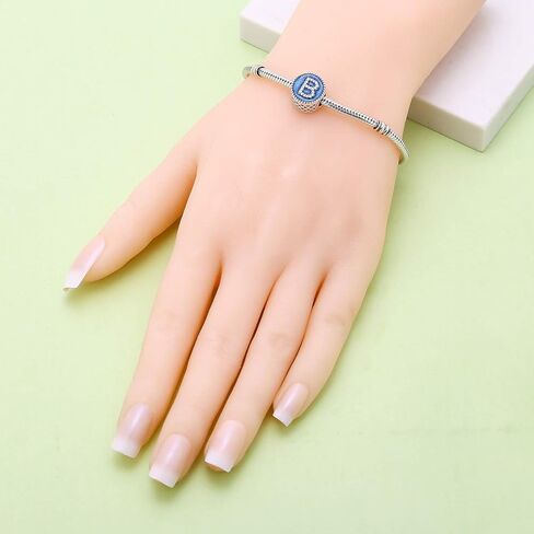 Christmas Letter Charms fits Pandora Bracelet 925 Sterling Silver Blue Enamel Initial A-Z Alphabet Beads (B) in Kuwait