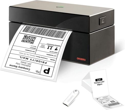 ORGBRO Z1 Thermal Shipping Label Printer, 4x6 Label Printer for Small Business, High Speed for Commercial Grade Shipping Packages, Support Windows, Mac, Chrome and Linux (USB Only) in Saudi Arabia