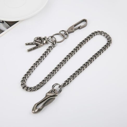 HZMAN Silver Stainless Steel Pants Chain, Hip Hop Punk Goth Wallet Chain for Jeans, Multi-Use Pocket Key Chain, Accessories for Men Women in Saudi Arabia
