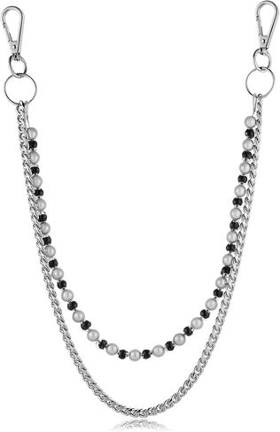 HZMAN Silver Stainless Steel Pants Chain, Hip Hop Punk Goth Wallet Chain for Jeans, Multi-Use Pocket Key Chain, Accessories for Men Women in Saudi Arabia