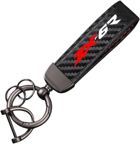 Motorcycle Key Ring Carbon Fiber Key for Kawasaki ZX-6R Leather Key Chain Anti-Lost Ring Keyring Lanyard Moto Accessories in Saudi Arabia