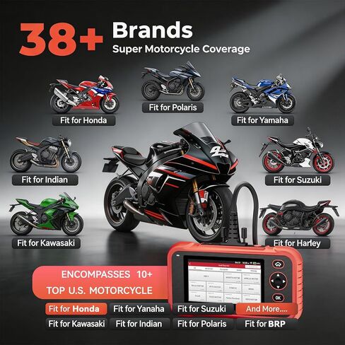 LAUNCH CRP 129MT 2 في 1 أداة تشخيص الدراجات النارية، ماسح ضوئي obd2، تشخيص النظام الكامل مع إعادة ضبط وحدة التحكم الإلكترونية، دعم السيارة obd-ii، متوافق مع Harley/Indian/Victory/Ducati/KTM/Honda/Kawasaki والمزيد in Saudi Arabia