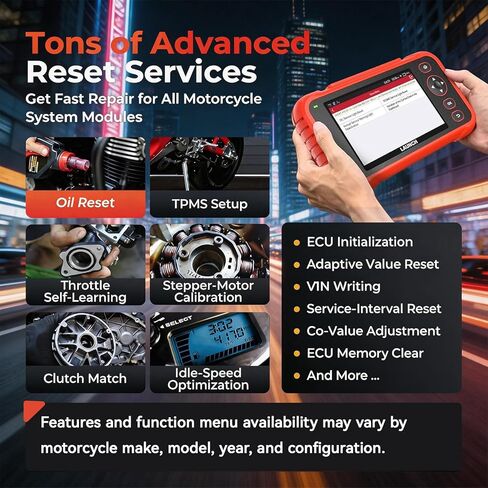LAUNCH CRP 129MT 2 في 1 أداة تشخيص الدراجات النارية، ماسح ضوئي obd2، تشخيص النظام الكامل مع إعادة ضبط وحدة التحكم الإلكترونية، دعم السيارة obd-ii، متوافق مع Harley/Indian/Victory/Ducati/KTM/Honda/Kawasaki والمزيد in Saudi Arabia