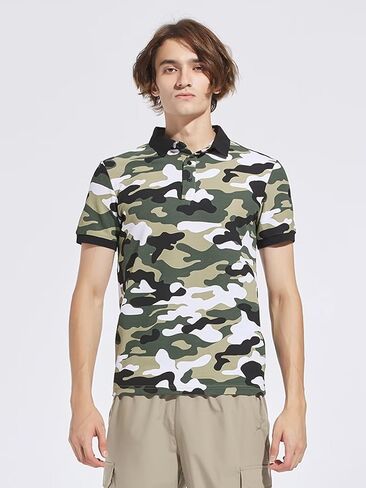 Men's Camouflage Polo Shirt, Short Sleeve Moisture-Wicking High Elastic Casual Athletic Tee for Outdoor in Saudi Arabia