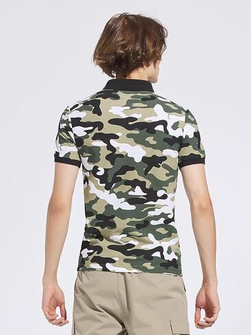Men's Camouflage Polo Shirt, Short Sleeve Moisture-Wicking High Elastic Casual Athletic Tee for Outdoor in Saudi Arabia