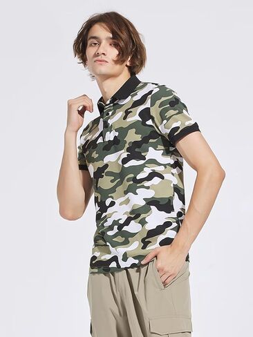 Men's Camouflage Polo Shirt, Short Sleeve Moisture-Wicking High Elastic Casual Athletic Tee for Outdoor in Saudi Arabia