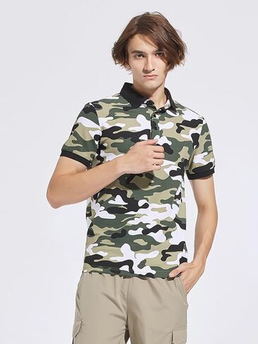 Men's Camouflage Polo Shirt, Short Sleeve Moisture-Wicking High Elastic Casual Athletic Tee for Outdoor in Saudi Arabia