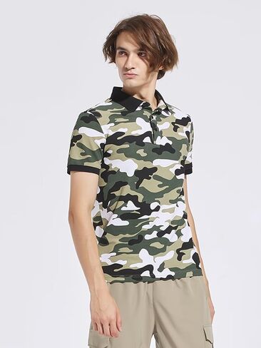 Men's Camouflage Polo Shirt, Short Sleeve Moisture-Wicking High Elastic Casual Athletic Tee for Outdoor in Saudi Arabia