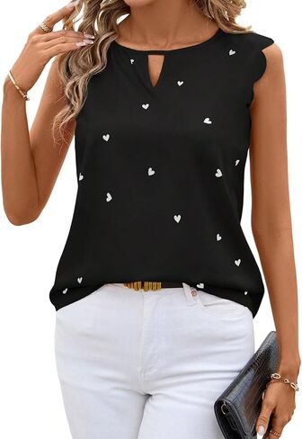 LALAGEN Womens Sleeveless Tops Women Heart Pattern Sleeveless Cute Pink Summer Wedding Blouses in Kuwait