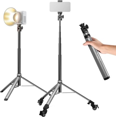 NEEWER 10ft Heavy Duty Air Cushioned Light Stand with Casters, Adjustable Tripod Stand, Stainless Steel Photography Wheeled Stand for Studio Flash Softbox Monolight Reflector, SC305AW in Kuwait