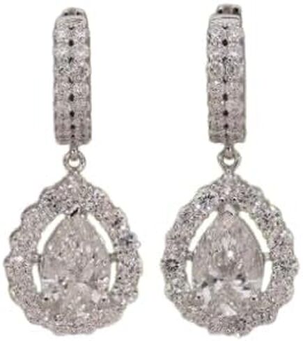 Diamond Hoop Earrings 2 Ctw Cubic Zirconia Small Huggie Hoops in 925 Silver in Saudi Arabia