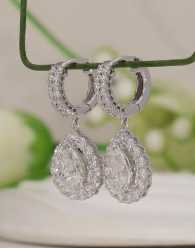 Diamond Hoop Earrings 2 Ctw Cubic Zirconia Small Huggie Hoops in 925 Silver in Saudi Arabia