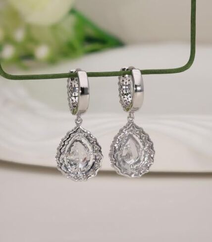 Diamond Hoop Earrings 2 Ctw Cubic Zirconia Small Huggie Hoops in 925 Silver in Saudi Arabia