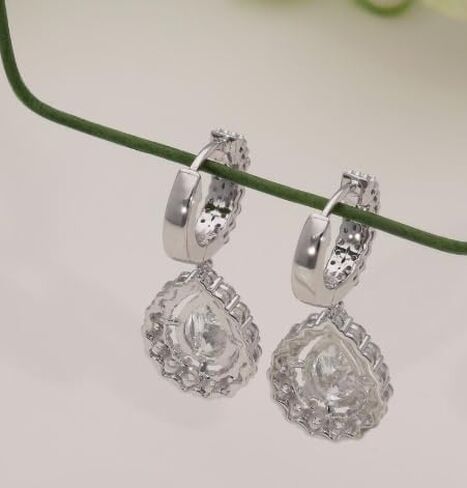 Diamond Hoop Earrings 2 Ctw Cubic Zirconia Small Huggie Hoops in 925 Silver in Saudi Arabia