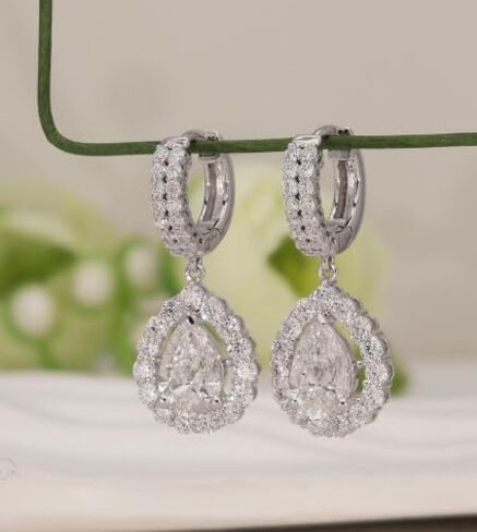 Diamond Hoop Earrings 2 Ctw Cubic Zirconia Small Huggie Hoops in 925 Silver in Saudi Arabia