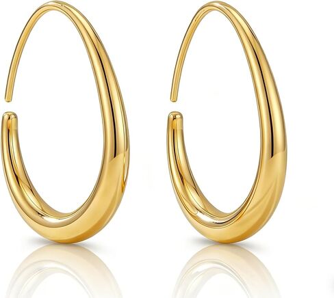 Women Gold Hoop Earrings,14K Gold Plated Hypoallergenic Small Hoop Earrings for Women, Daily Wear Gold Earrings Gift in Kuwait