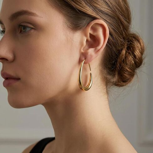 Women Gold Hoop Earrings,14K Gold Plated Hypoallergenic Small Hoop Earrings for Women, Daily Wear Gold Earrings Gift in Kuwait