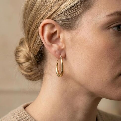 Women Gold Hoop Earrings,14K Gold Plated Hypoallergenic Small Hoop Earrings for Women, Daily Wear Gold Earrings Gift in Kuwait