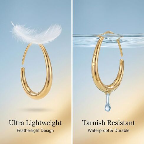 Women Gold Hoop Earrings,14K Gold Plated Hypoallergenic Small Hoop Earrings for Women, Daily Wear Gold Earrings Gift in Kuwait