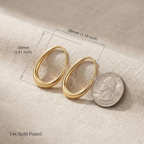 Women Gold Hoop Earrings,14K Gold Plated Hypoallergenic Small Hoop Earrings for Women, Daily Wear Gold Earrings Gift in Kuwait