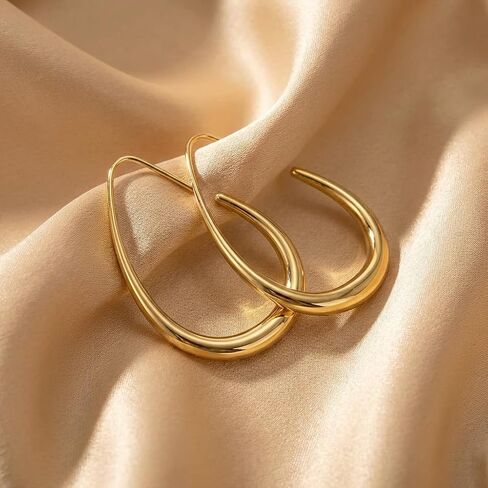 Women Gold Hoop Earrings,14K Gold Plated Hypoallergenic Small Hoop Earrings for Women, Daily Wear Gold Earrings Gift in Kuwait