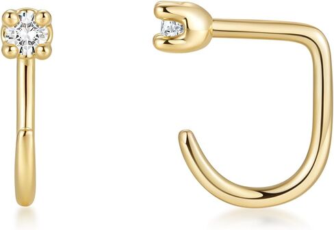 أقراط هوجي نصف هوب مطلية بالذهب عيار 14 قيراط من ASHINE | مجوهرات عصرية بسيطة وبسيطة للنساء للارتداء اليومي in Kuwait