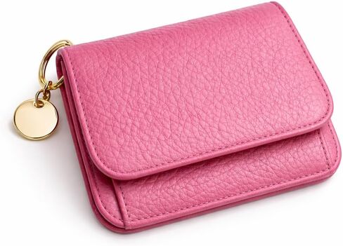 Small Wallet for Women RFID Blocking Genuine Leather Slim Keychain Wallet Tri-Fold Card Case with Coin Pocket (Pink) in Saudi Arabia