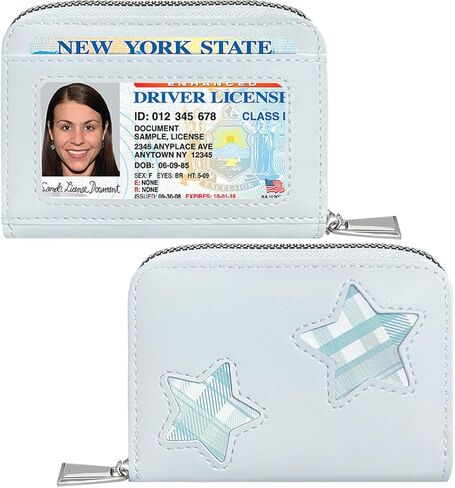 Cute Small Accordion Zipper Card Case Holder with ID Window for Women Girls (PINK) in Kuwait