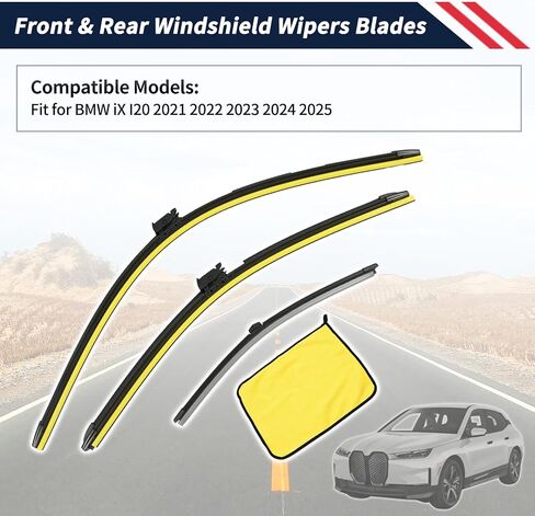 شفرات مساحات الزجاج الأمامي والخلفي 61615A0B571 متوافقة مع شفرات المساحات BMW iX I20 2021 2022 2023 2024 2025، 22 بوصة و28 بوصة in Saudi Arabia