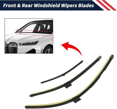 شفرات مساحات الزجاج الأمامي والخلفي 61615A0B571 متوافقة مع شفرات المساحات BMW iX I20 2021 2022 2023 2024 2025، 22 بوصة و28 بوصة in Saudi Arabia