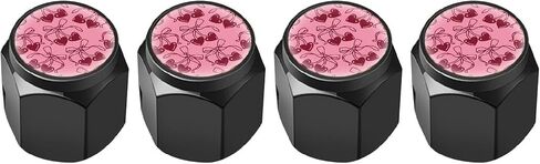 4 Pcs Tire Valve Stem Caps Cover, Metal Air Valve Cap, Aluminum Car Wheel Stem Caps, Universal Stem Covers for Cars, Trucks, Bikes, Motorcycles, Corrosion Resistant (Cherry Bow) in Saudi Arabia
