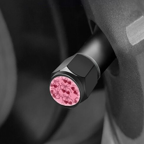 4 Pcs Tire Valve Stem Caps Cover, Metal Air Valve Cap, Aluminum Car Wheel Stem Caps, Universal Stem Covers for Cars, Trucks, Bikes, Motorcycles, Corrosion Resistant (Cherry Bow) in Saudi Arabia