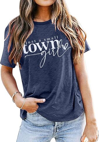 Country Music Shirt Women Small Town Girl Shirt Vintage Letter Graphic Tee Tops Casual Short Sleeve Tops in Kuwait