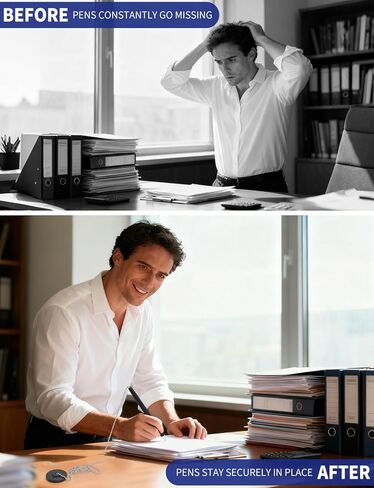 6 Pcs Secure Pens with Chain and Pen Holder, Security Pens for Check Writing, Desk Pen on a Chain with Adhesive Base for Office Bank Supplies, Black in Kuwait